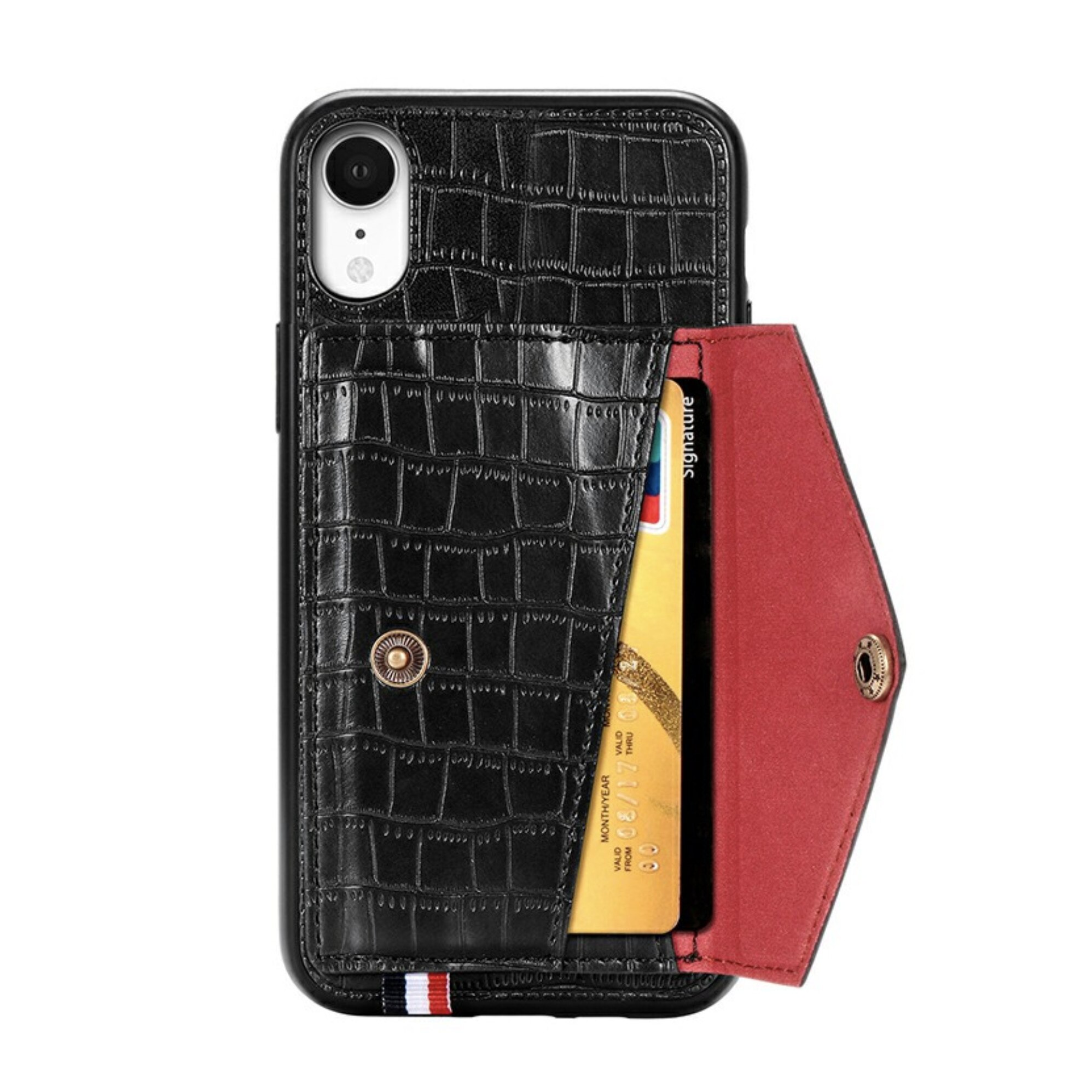 Husa Piele, cu Buzunar Card, pentru iPhone XR, capac de protectie, carcasa, bumper, Negru, BBL1463