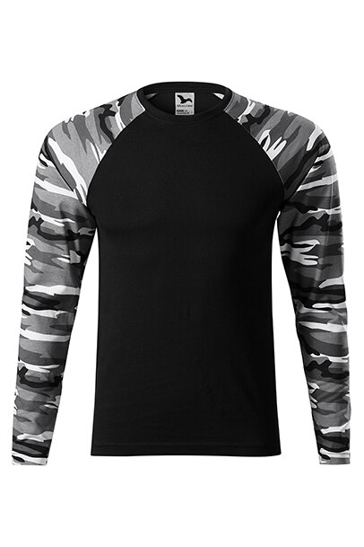 Bluza pentru barbati CAMOUFLAGE LS, camuflaj, Negru/Camuflaj