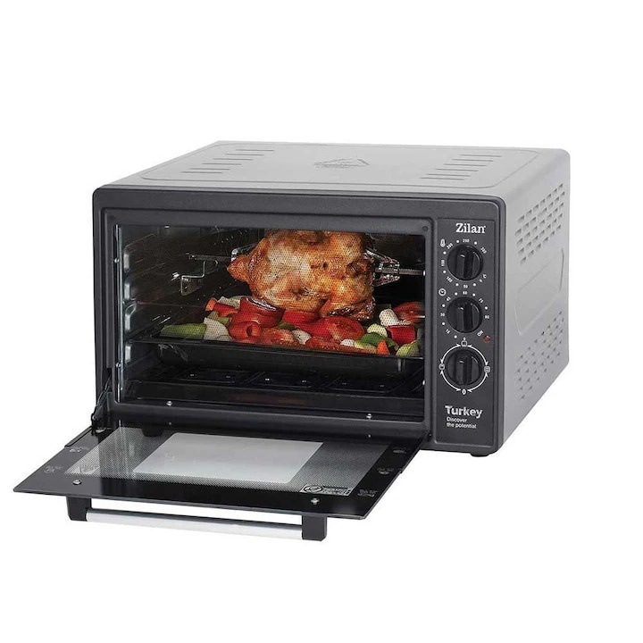 Електрическа фурна, мощност 1500 W, капацитет 32 л, вграден грил, регулируема температура, 3 нива на нагряване, включени аксесоари, ергономичен дизайн