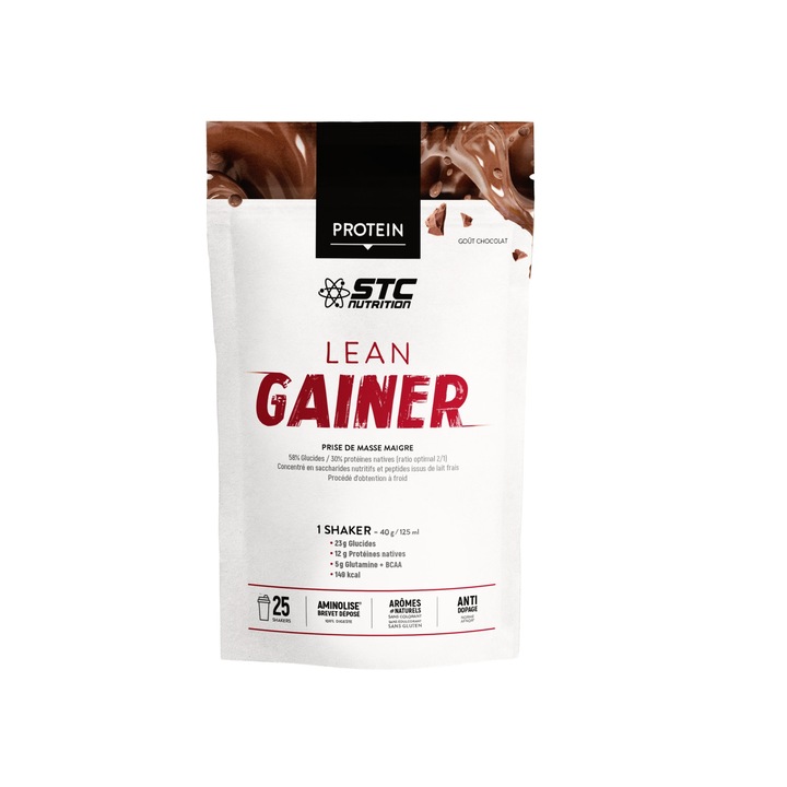 Táplálékkiegészítő a tiszta izomtömeg növelésére, Lean Gainer csokoládé -1 kg, natív fehérjék
