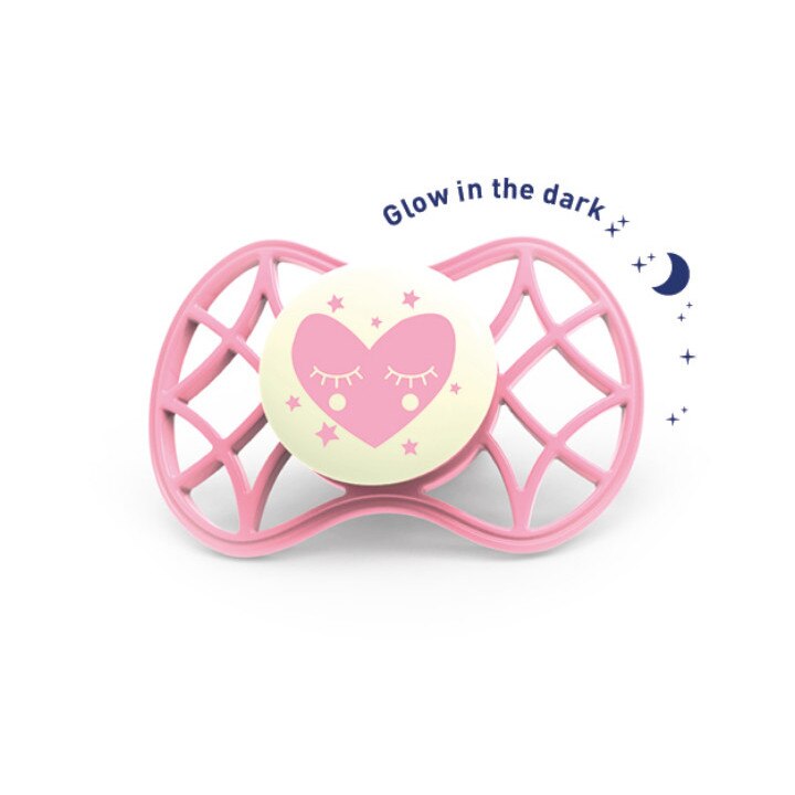 Suzeta simetrica de noapte cu capac protector, Nuvita, 0 luni+ Roz