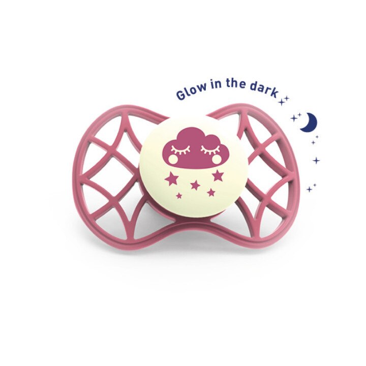 Suzeta simetrica de noapte cu capac protector, Nuvita, 6 luni+ Roz