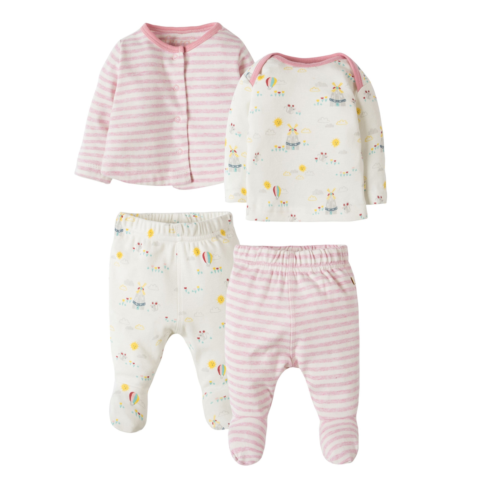 Set 2 compleuri bebelusi, Frugi, Lanul cu lalele, bumbac organic, multicolor
