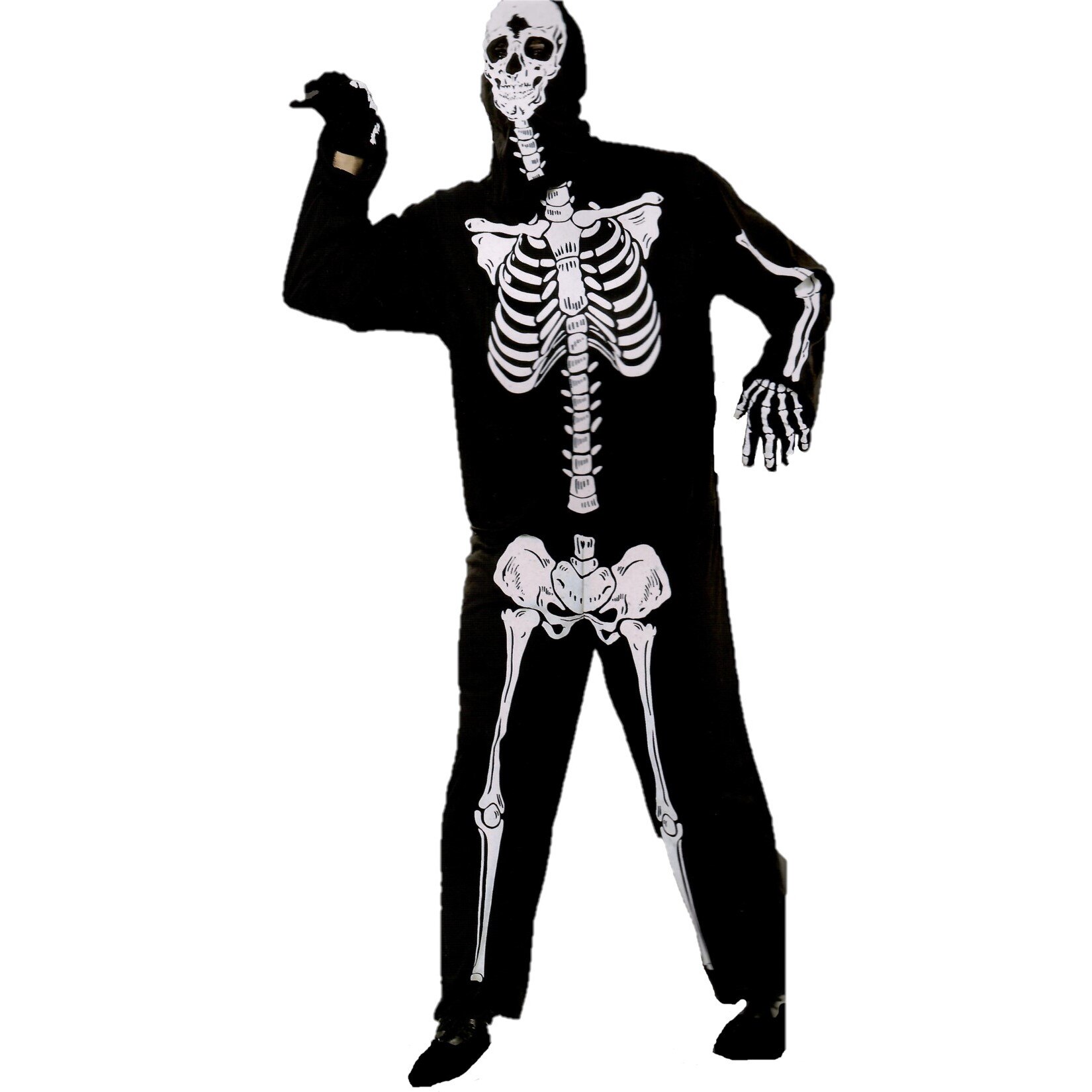 Costum Schelet Adulti , Alb Negru , poliester