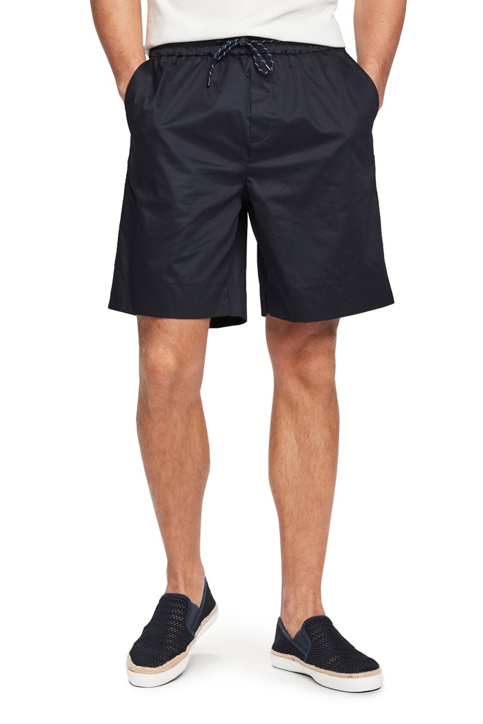 Scotch & Soda, Pantaloni scurti cu talie ajustabila cu snur, Albastru inchis