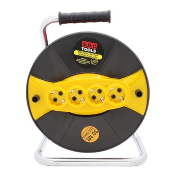 Prelungitor cu tambur Micul Fermier, 30 m, 3 x 2.5 mm, 4 prize, maner transport Prelungitor cu tambur Micul Fermier, 30 m, 3 x 2.5 mm, 4 prize, maner transport