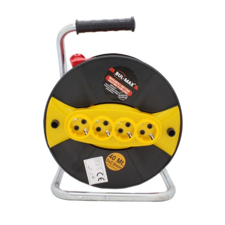 Удължител с макара Little Farmer, 40 м, 3 х 2,5 мм, 4 гнезда, дръжка за носене