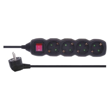 Prelungitor electric 4 prize, 5 metri, intrerupator, conductor 3x1.5mm, 10A, Emos PC1425 Prelungitor electric 4 prize, 5 metri, intrerupator, conductor 3x1.5mm, 10A, Emos PC1425