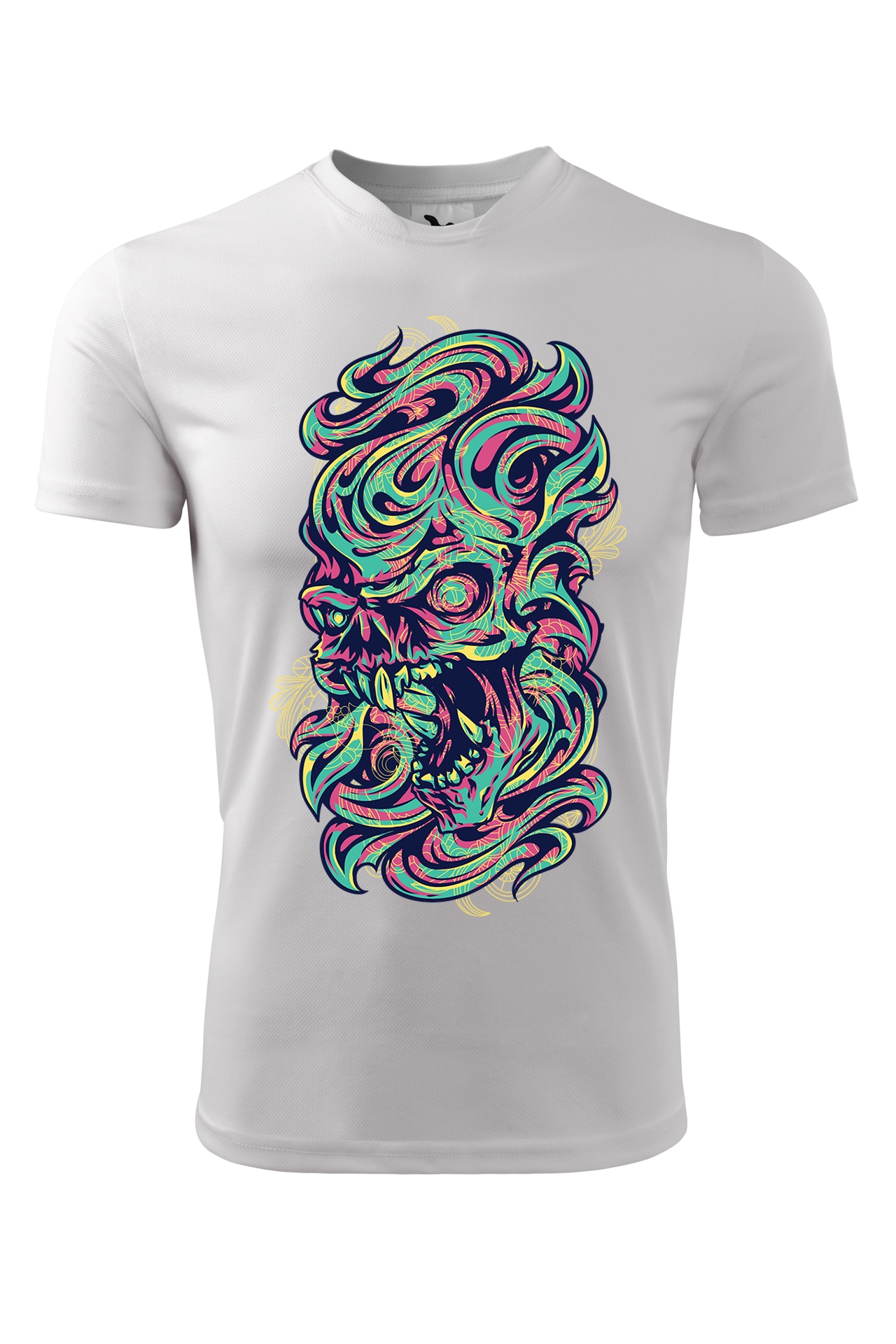 Tricou personalizat, Craniu Demon, Adler, Alb