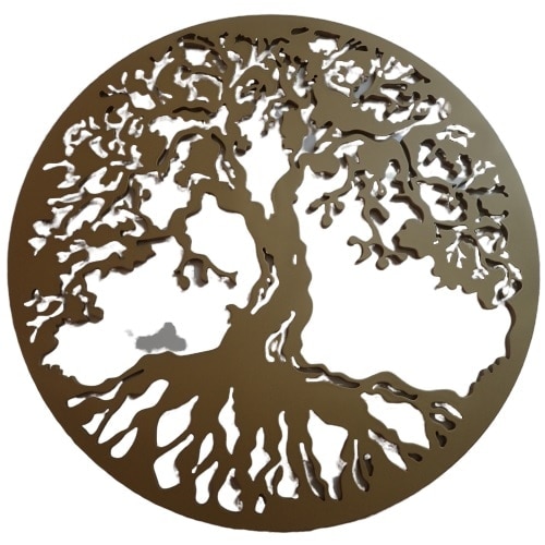 Decoratiune perete Copacul Vietii, Auriu, 60 cm