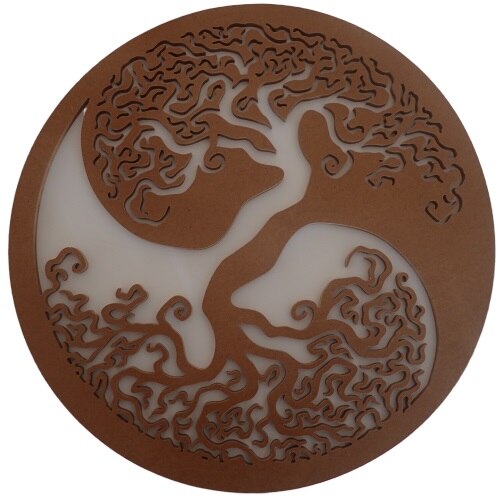 Decoratiune de perete Copacul Vietii, Lemn natur, 70 cm