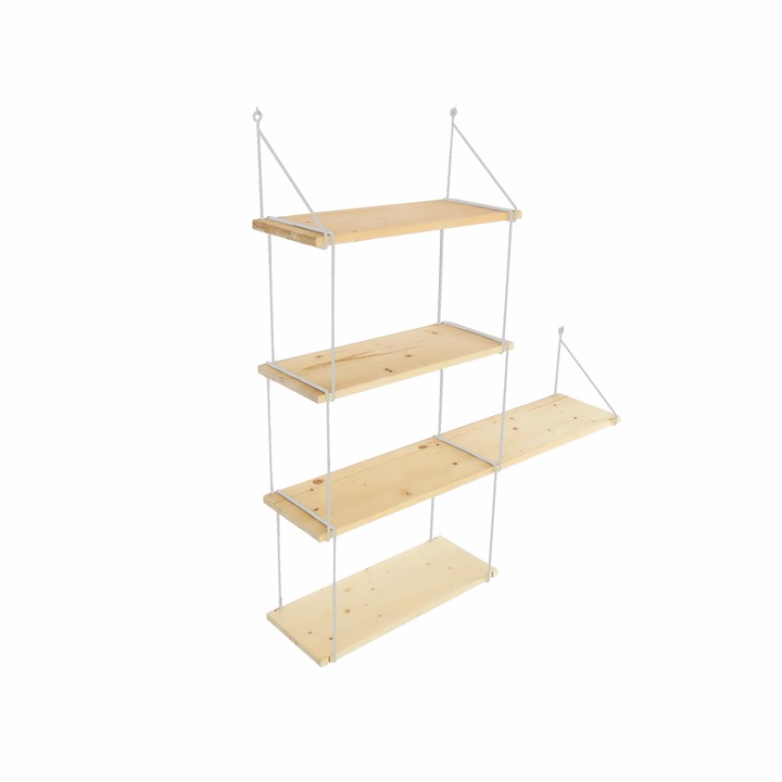 Etajera TIKI 502 cu 4 rafturi natur / alb
