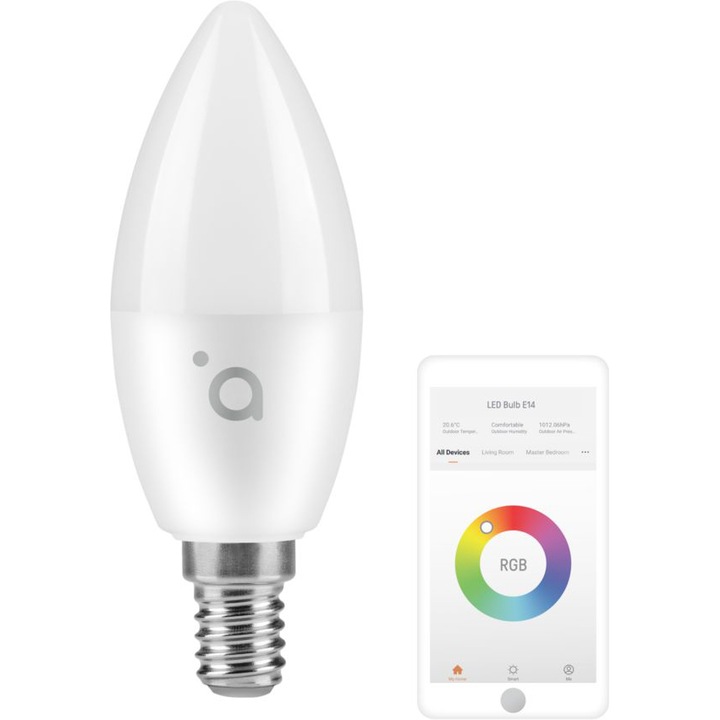 Смарт крушка LED Acme SH4208, WiFi, E14 4.5W 360 лумена WW / CW /