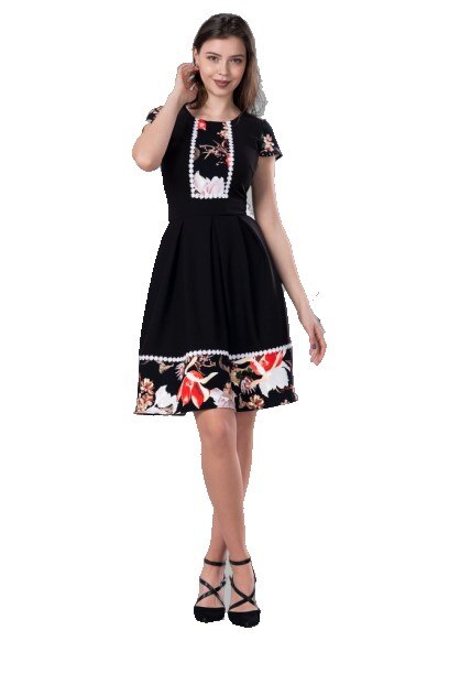 Rochie Yamira, bumbac, Negru