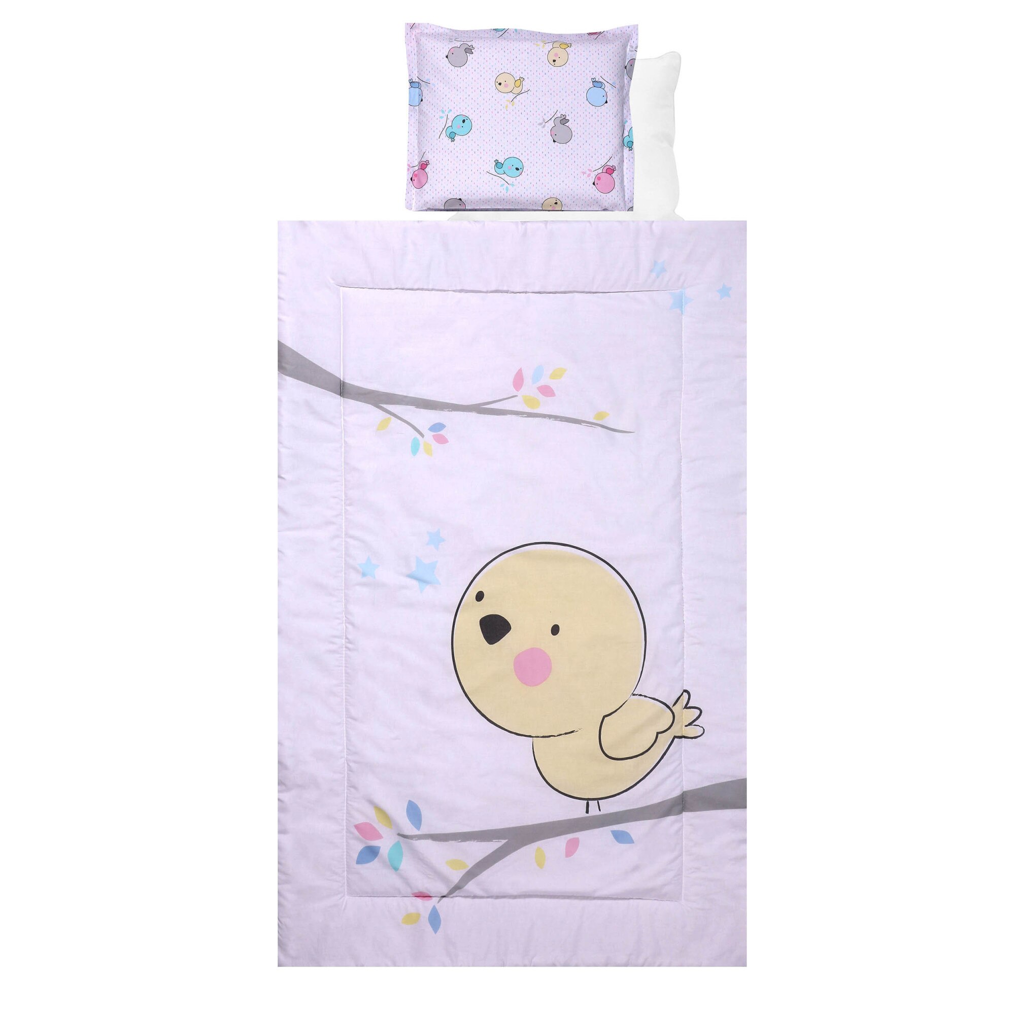 Lenjerie patut Lorelli, 4 piese, 60 x 120 cm, Chicken White, Puisor, Alb
