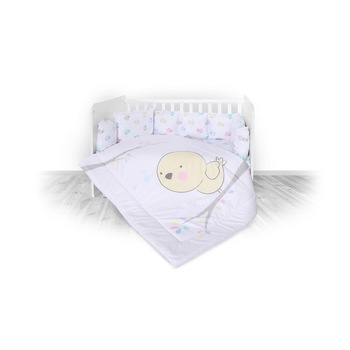 Lenjerie patut Lorelli, 7 piese, 60 x 120 cm, Chicken White, Puisor, Alb Lenjerie patut Lorelli, 7 piese, 60 x 120 cm, Chicken White, Puisor, Alb