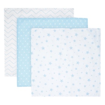Set 3 scutece muselina Lorelli, 80 x 80 cm, Albastru Set 3 scutece muselina Lorelli, 80 x 80 cm, Albastru