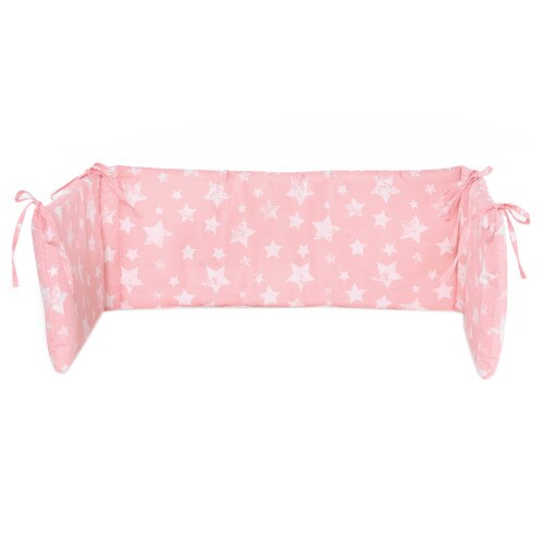Protectie laterala pat Lorelli, 140 x 27 cm, Little Stars Pink, Stelute, Roz