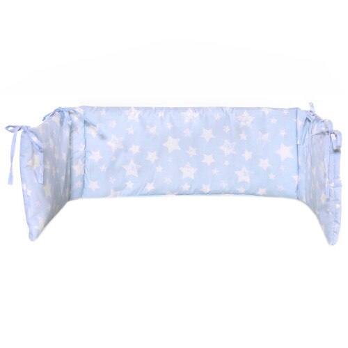 Protectie laterala pat Lorelli, 140 x 27 cm, Little Stars Blue, Stelute, Albastru