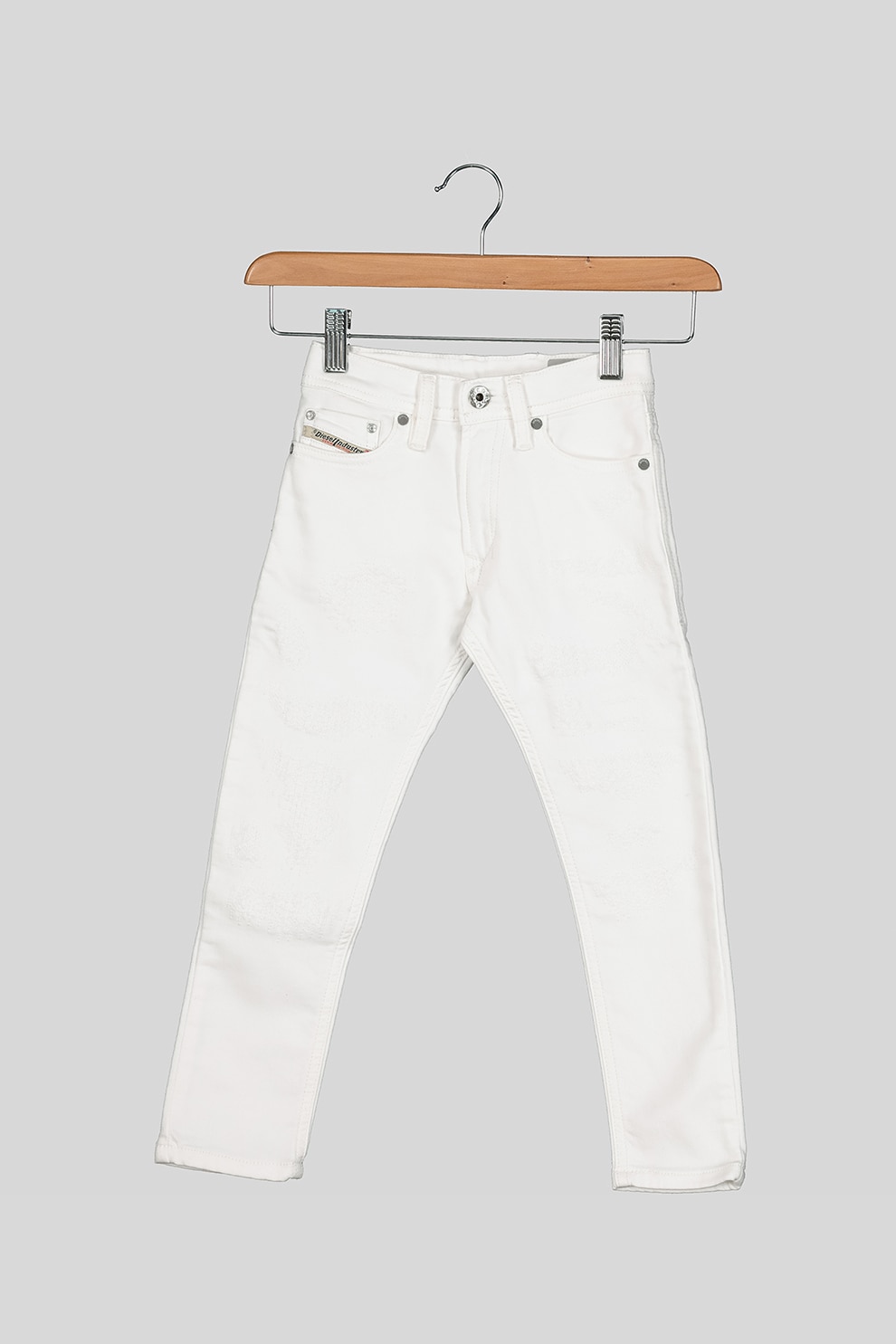 Diesel, Blugi pentru fete, cu 5 buzunare, Alb, Alb, 120 CM