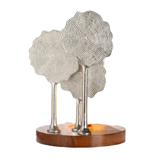 Lampa Flower, GILDE, aluminiu/lemn, 37x25.5 cm