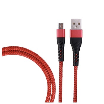 Cablu de incarcare/transfer date USB la USB-C / Type-C, lungime 1M, ranforsat, Rosu, BBL1386 Cablu de incarcare/transfer date USB la USB-C / Type-C, lungime 1M, ranforsat, Rosu, BBL1386