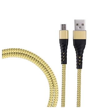 Cablu de incarcare/transfer date USB la Micro USB-C / Type-C, lungime 1M, ranforsat, Gold, BBL1387 Cablu de incarcare/transfer date USB la Micro USB-C / Type-C, lungime 1M, ranforsat, Gold, BBL1387