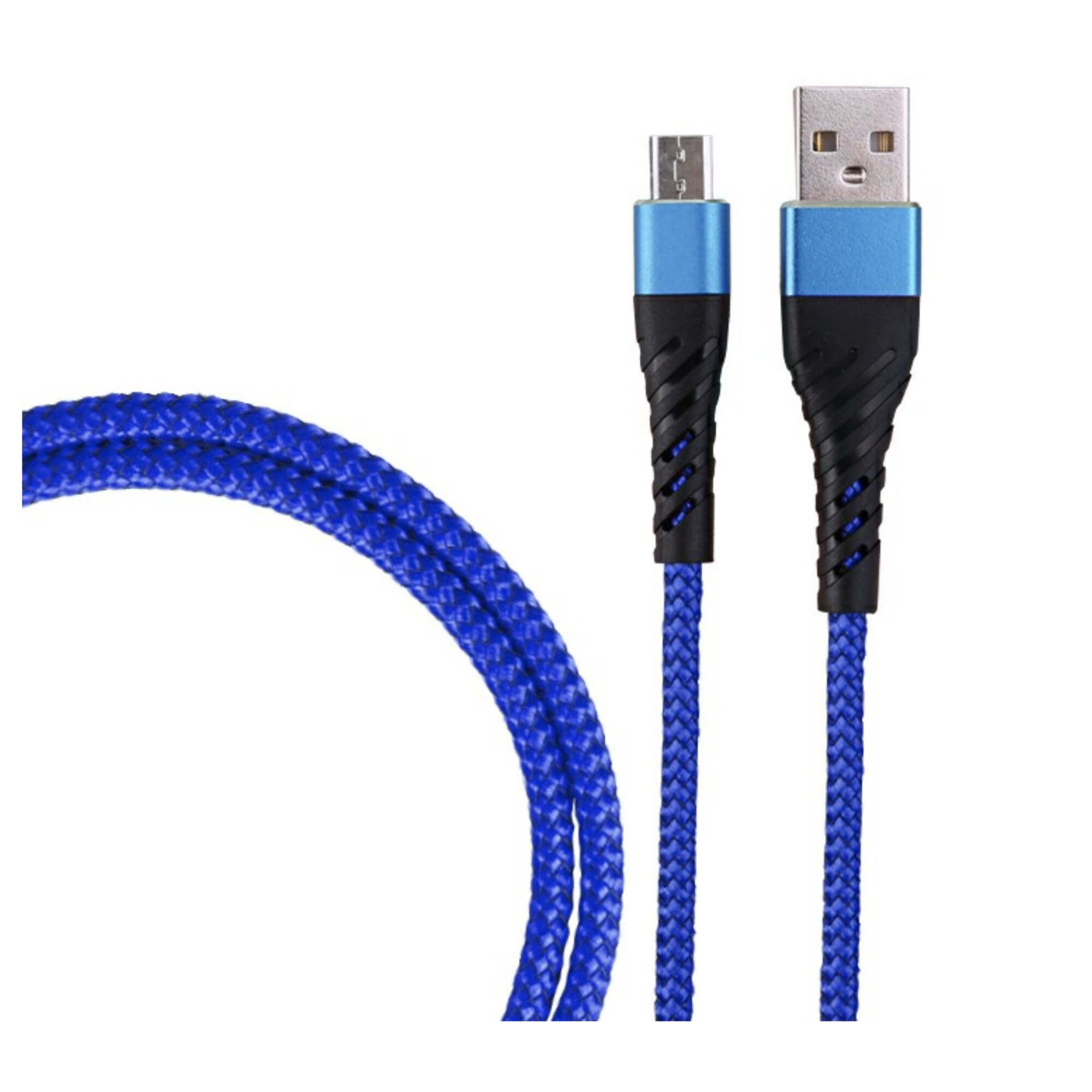 Cablu de incarcare/transfer date USB la Micro USB, lungime 1M, ranforsat, Albastru, BBL1376