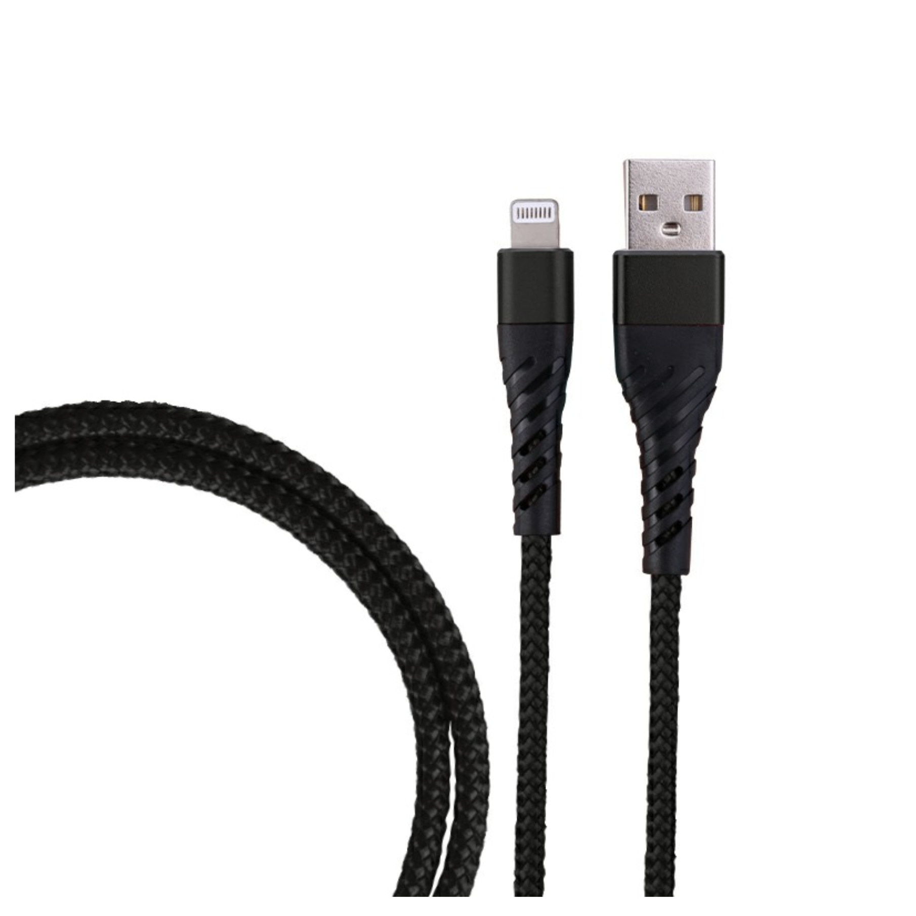 Cablu de incarcare/transfer date USB la Lightning, lungime 1M, ranforsat, Negru, BBL1379