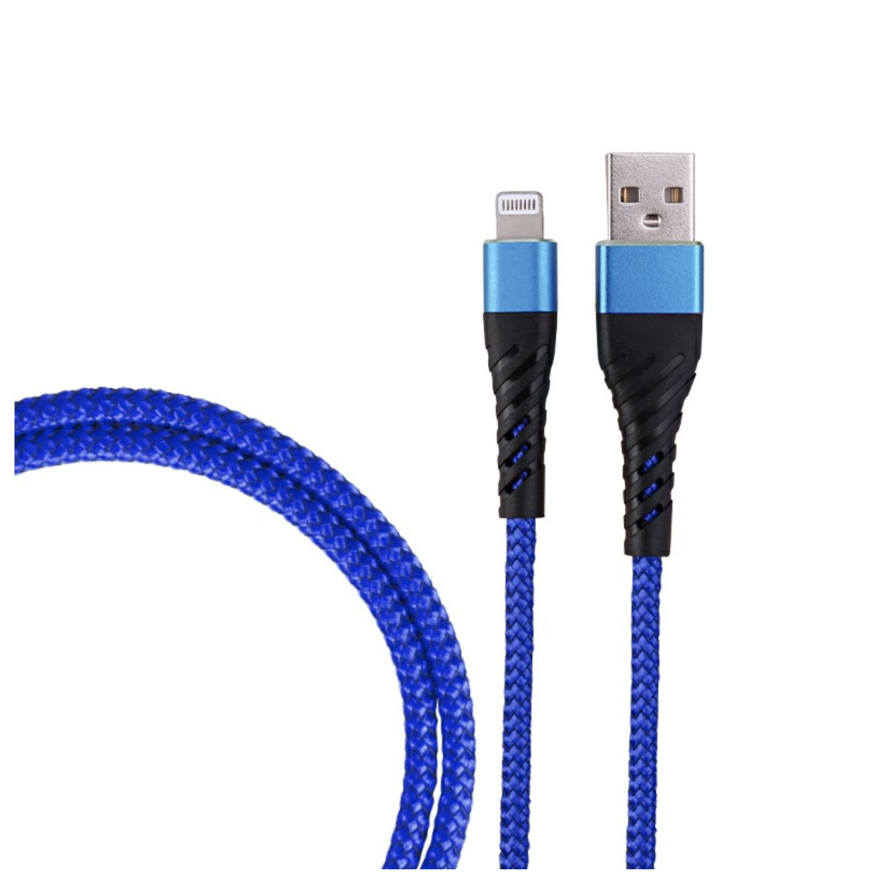 Cablu de incarcare/transfer date USB la Lightning, lungime 1M, ranforsat, Albastru, BBL1380