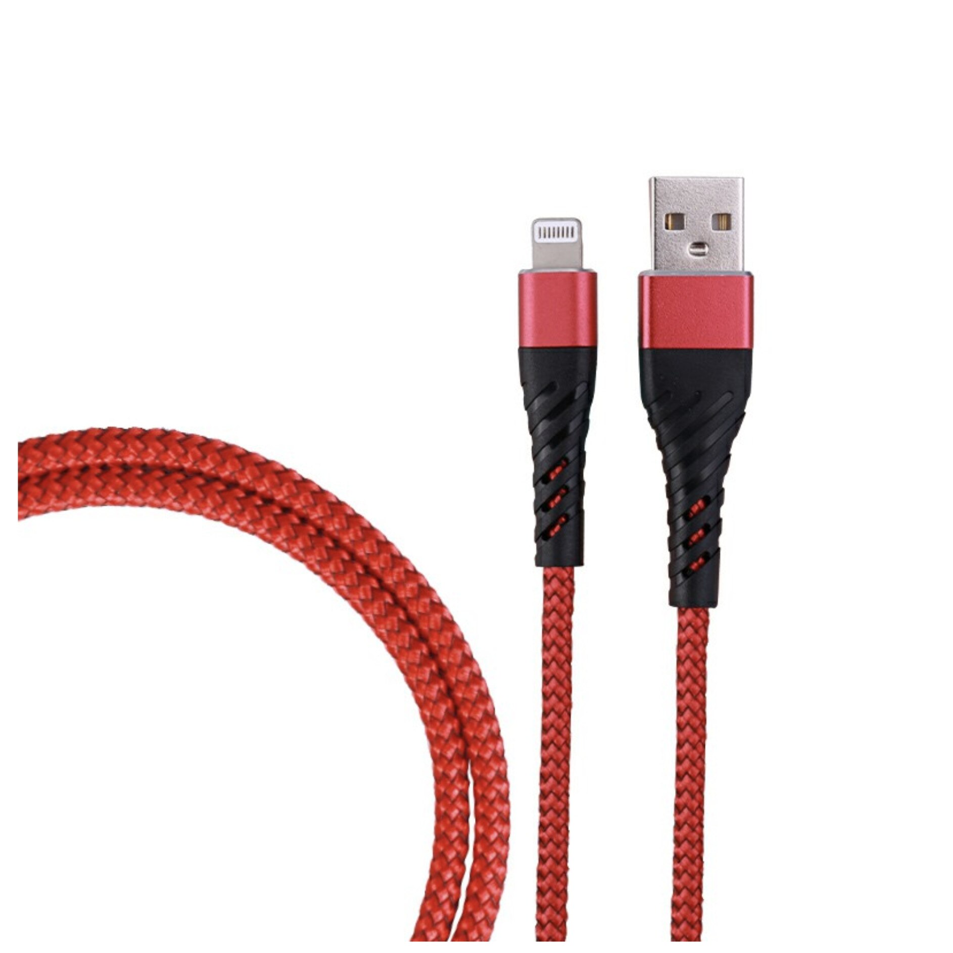 Cablu de incarcare/transfer date USB la Lightning, lungime 1M, ranforsat, Rosu, BBL1381