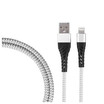 Cablu de incarcare/transfer date USB la Lightning, lungime 1M, ranforsat, Argintiu, BBL1383 Cablu de incarcare/transfer date USB la Lightning, lungime 1M, ranforsat, Argintiu, BBL1383