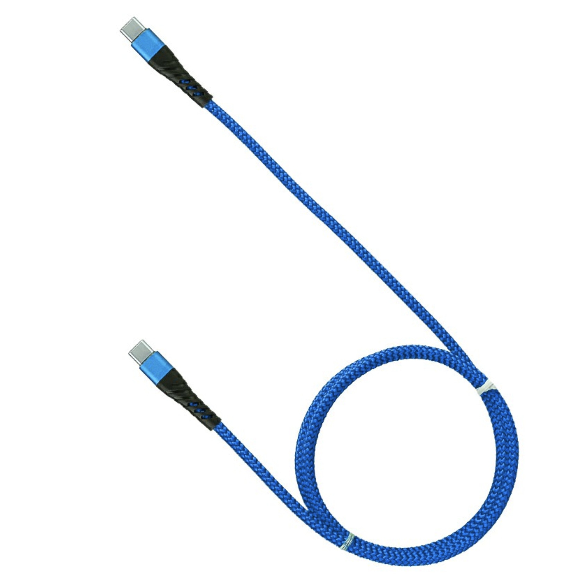 Cablu de incarcare/transfer date USB-C la USB-C, lungime 1M, ranforsat, Albastru, BBL1390