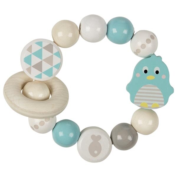 Jucarie zornaitoare lemn bebe, Heimess, model Pinguin