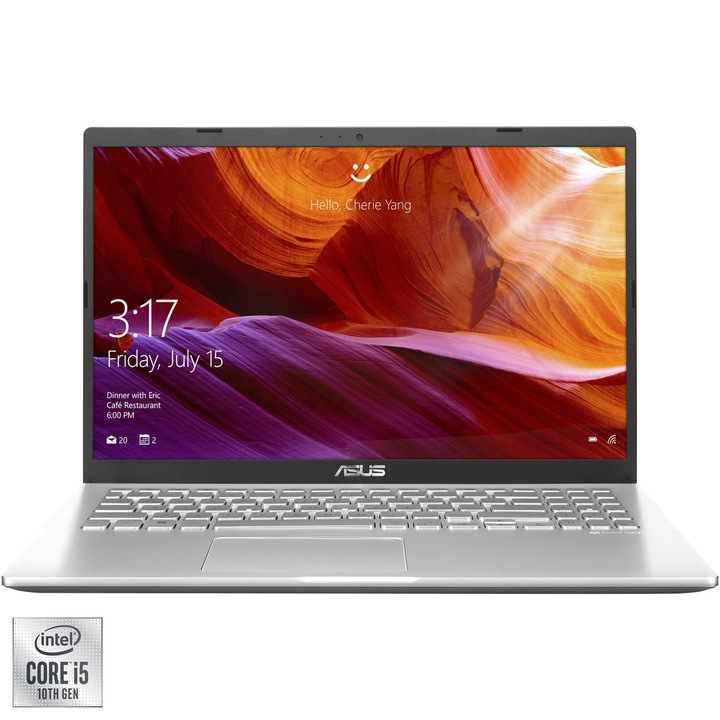 Laptop ASUS X509JA cu procesor Intel® Core™ i5-1035G1 pana la 3.60 GHz, 15.6", Full HD, 8GB, 512GB SSD, Intel® UHD Graphics, Free DOS, Transparent Silver