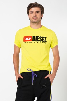 Diesel, Tricou cu logo brodat Division, Verde lime