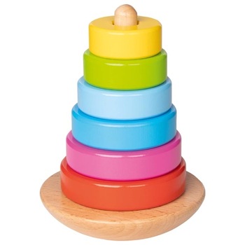 Turn stivuire inele lemn, Goki, multicolor Turn stivuire inele lemn, Goki, multicolor