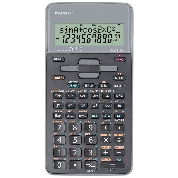 Calculator Stiintific, 10 Digits, 273 Functii, 161x80x15mm, Dual Power, Sharp El-531thbgr-negru/gri