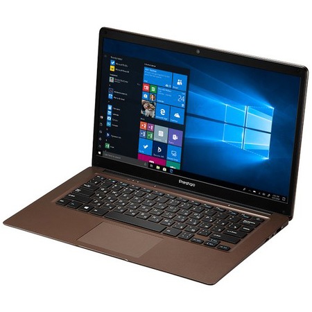 Laptop ultraportabil Prestigio SmartBook 141 C3 cu procesor Intel Atom Z8350 pana la 1.92 GHz, 14.1", HD +, 2GB, 64GB eMMc, Intel® HD Graphics 500, Windows 10 Home, Dark Brown