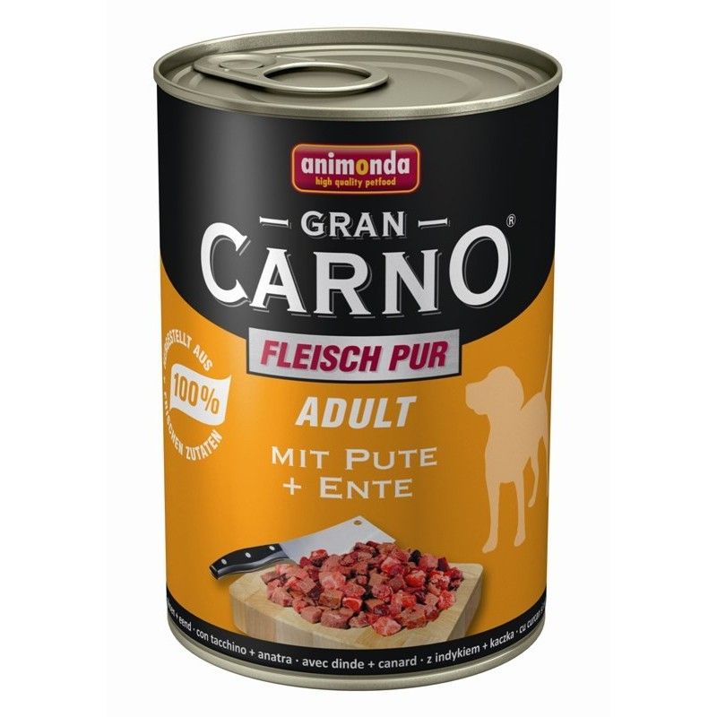 Hrana umeda pentru caini, Grancarno Adult Dog, curcan si rata, set 6 x 400 gr