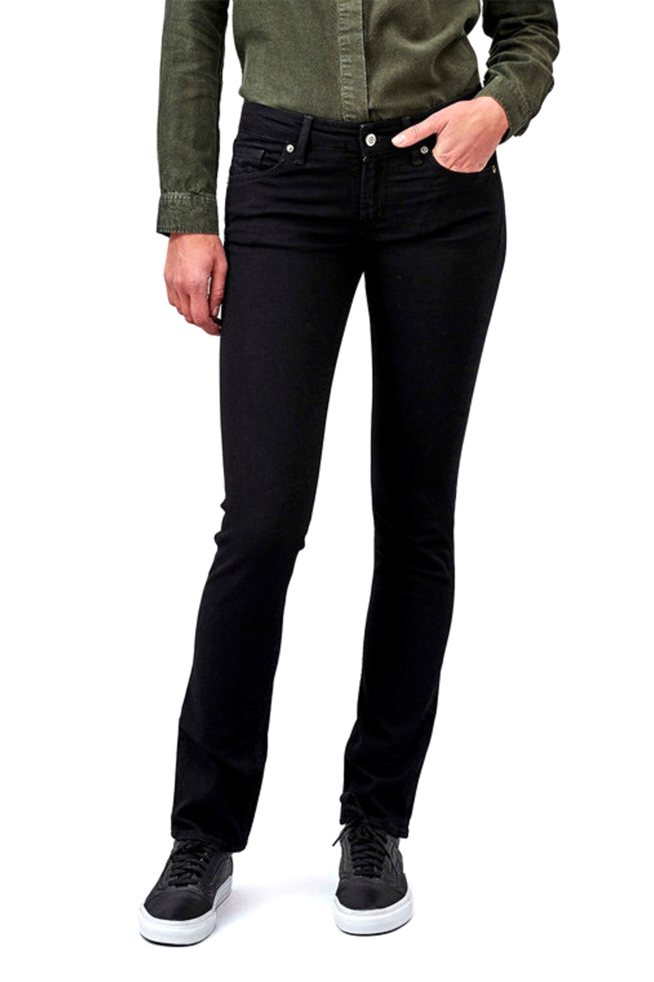 Blugi regular fit cu talie joasa, Kings Of Indigo, Negru, W31-L32