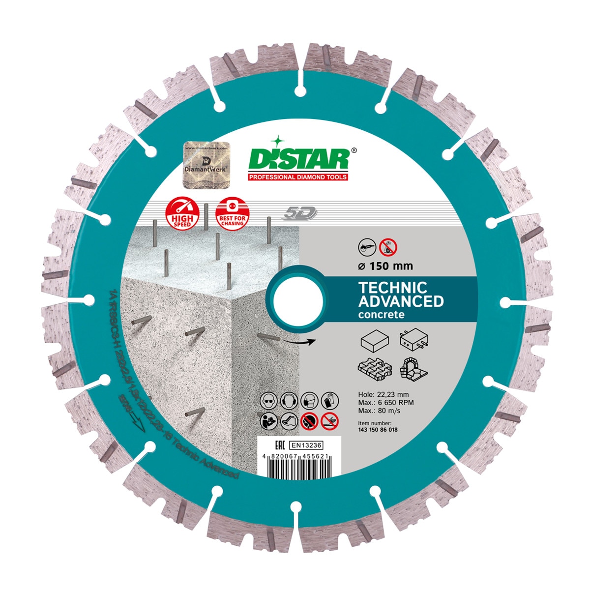 Disc diamantat Technic Advanced 150mm 1A1RSS/C3 150x2, 3x11x22, pentru beton,pavaj,granit