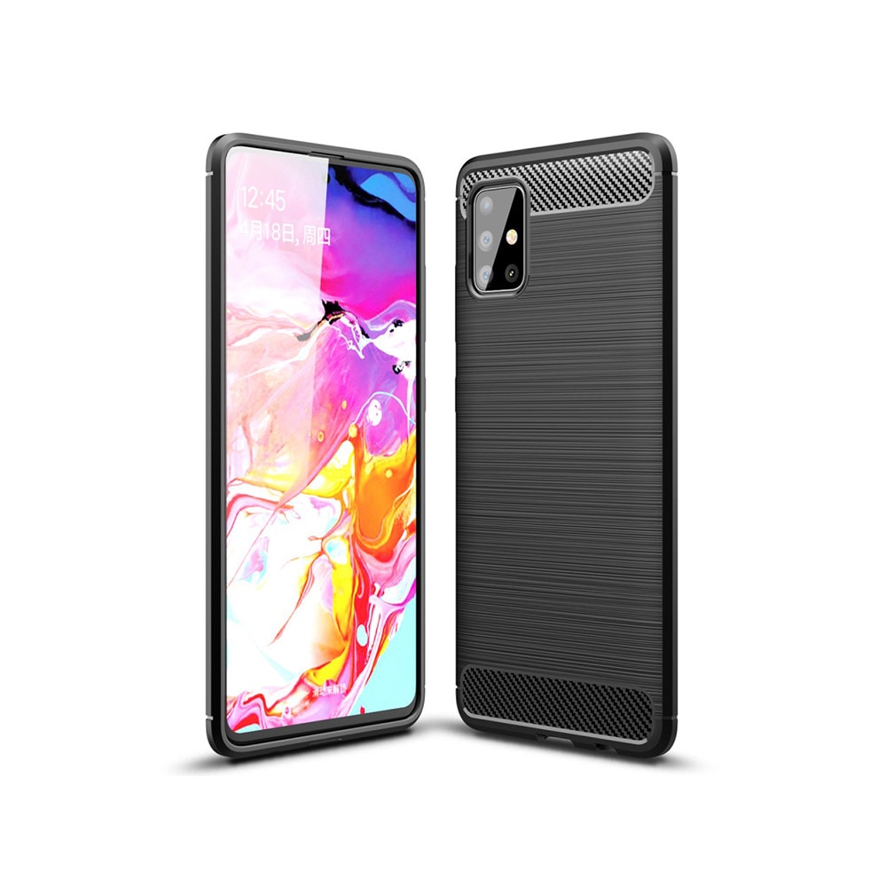 Husa din silicon Carbon, Pentru Samsung Galaxy A51, Negru