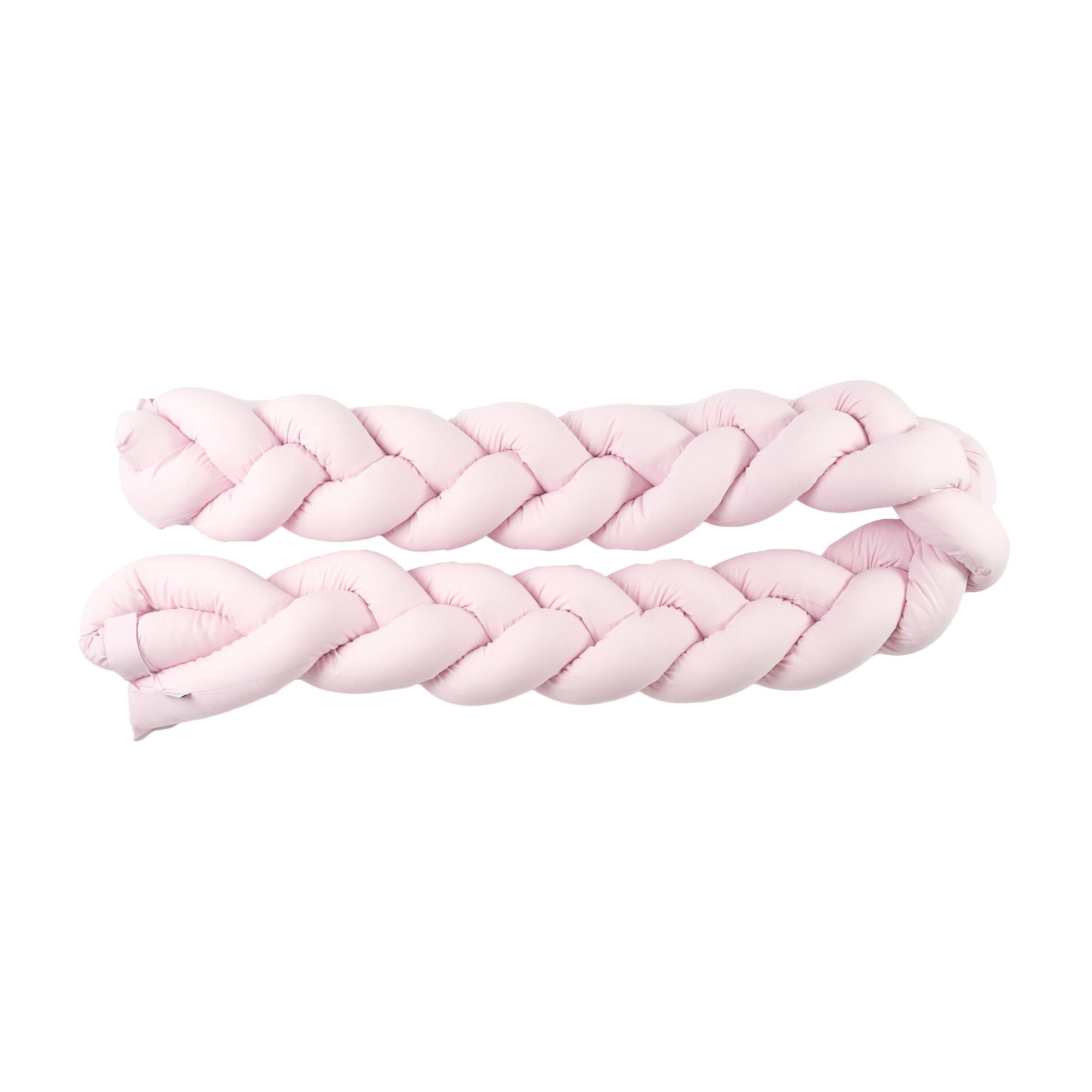 Protectie laterala patut bebe, Bumper impletit, Inchidere Velcro, Bumbac Uni Pink, 210 cm