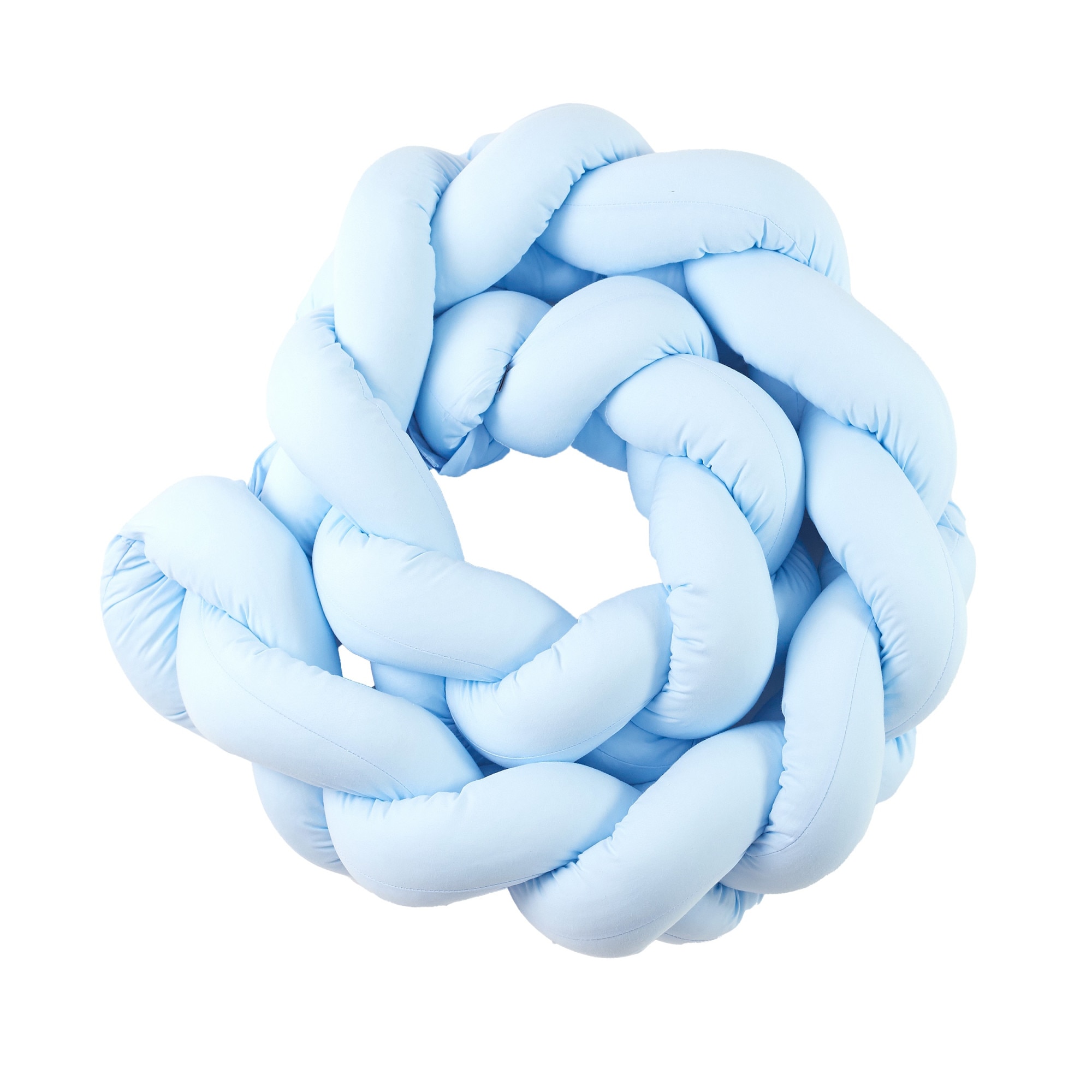 Protectie laterala patut bebe, Bumper impletit, Inchidere Velcro, Bumbac Uni Bleu, 210 cm