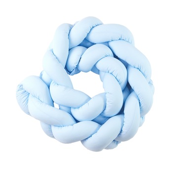 Protectie laterala patut bebe, Bumper impletit, Inchidere Velcro, Bumbac Uni Bleu, 210 cm Protectie laterala patut bebe, Bumper impletit, Inchidere Velcro, Bumbac Uni Bleu, 210 cm