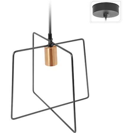 Square metal chandelier, black LOFT