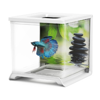 Acvariu din plastic pentru pesti betta, Alb 1.8L Acvariu din plastic pentru pesti betta, Alb 1.8L