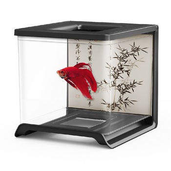 Acvariu din plastic pentru pesti betta, Negru, 1.8L Acvariu din plastic pentru pesti betta, Negru, 1.8L