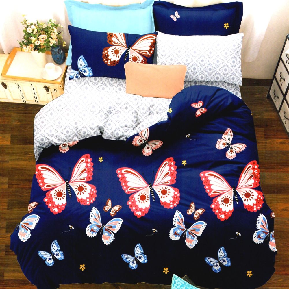 Set Lenjerie Bumbac Satinat 2 Fete, 4 Piese, Pat 2 Persoane, RP-04